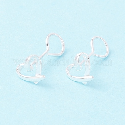 Tiny Hollow Heart 999 Fine Silver Stud Earrings EJEW-I260-36S-1