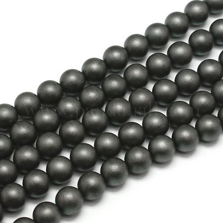 Frosted Non-magnetic Synthetic Hematite Round Bead Strands G-J344-3mm-1
