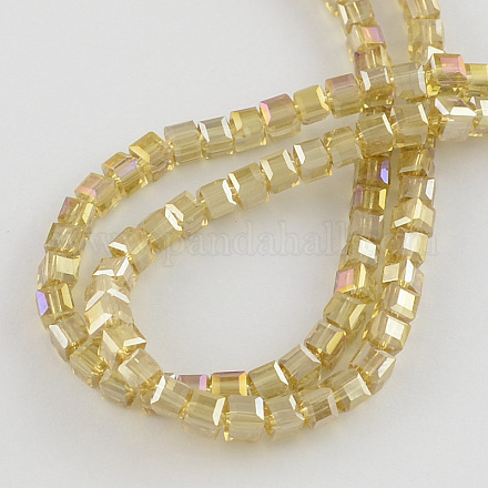 Chapelets de perles en verre électroplaqué EGLA-R030-6x6mm-03-1