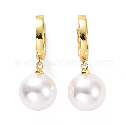 Plastic Pearl Dangle Hoop Earrings EJEW-A072-14LG-1