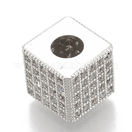 Perles européennes en laiton avec zircone cubique de micro pave ZIRC-T006-14P-1