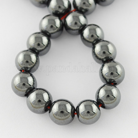 Non-magnetic Synthetic Hematite Beads Strands G-Q892-01-6mm-1