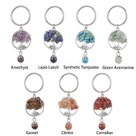 Wholesale 7Pcs 7 Styles Gemstone Keychains - Pandahall.com