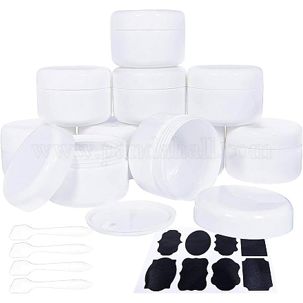 Benecreat 10 confezione vasetti cosmetici in plastica bianca da 100 ml con coperchi a cupola con rivestimento interno DIY-BC0001-99-1
