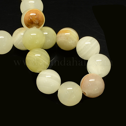 Chapelets de perles de pierres en jade jaune teinte X-G-R271-8mm-Y26-1