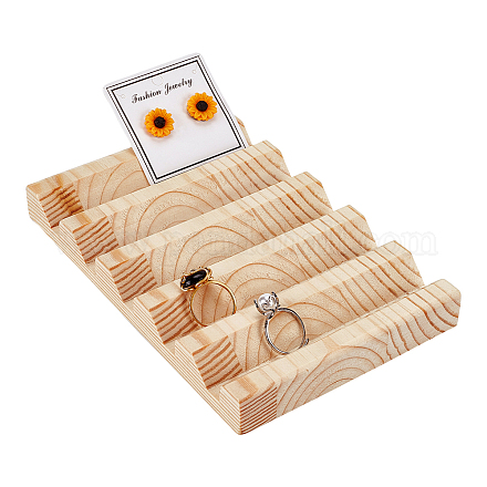 Soportes de exhibición ranurados para joyería de madera rectangulares con 5 ranura ODIS-WH0030-29A-1