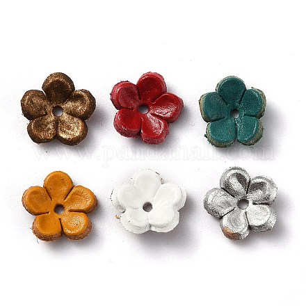5-Blütenblatt umweltfreundliche Rindsleder Perlenkappe FIND-S301-03-M-1