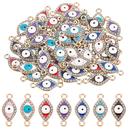 DICOSMETIC 56Pcs 7 Colros Evil Eye Connector Charms Alloy Pendant Links Colorful Enamel Crystal Rhinestone Horse Eye Charms Lucky Pendants for DIY Bracelet Necklace Jewerly Making FIND-DC0001-33-1