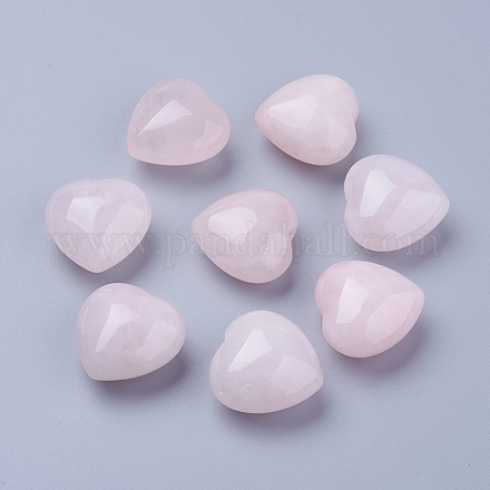 Piedras de amor de corazón de cuarzo rosa natural DJEW-P009-01B-1