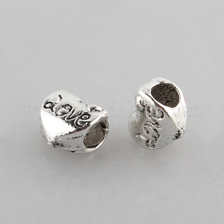 Antique Silver Zinc Alloy Word Love Heart Finding Beads PALLOY-L125-05-1