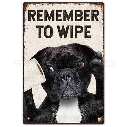 Superdant lustiges Hunde-Toilette-Metall-Blechschild „Remember To Wipe Bathroom“ AJEW-WH0189-213-1