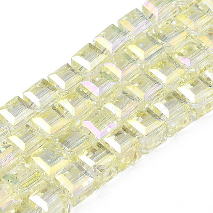 Chapelets de perles en verre transparent électrolytique EGLA-N002-28-C03-1