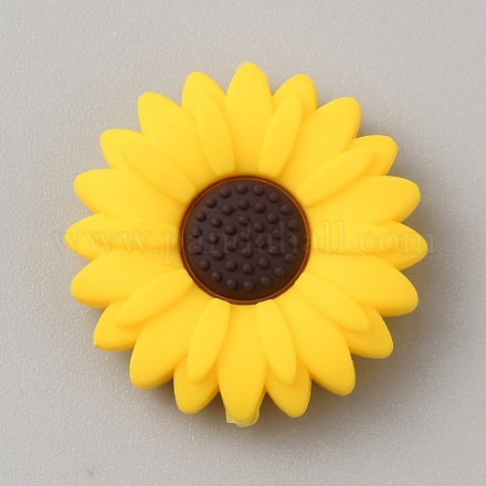 Gänseblümchen-Silikonperlen&nbsp;SIL-WH0001-60B-02-1