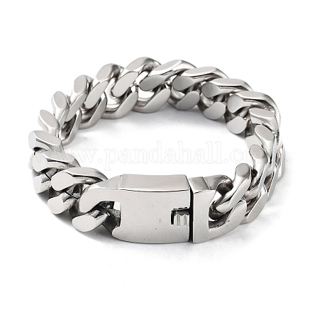 304 bracelets à maillons cubains en acier inoxydable pour hommes et femmes BJEW-D031-21A-P-1