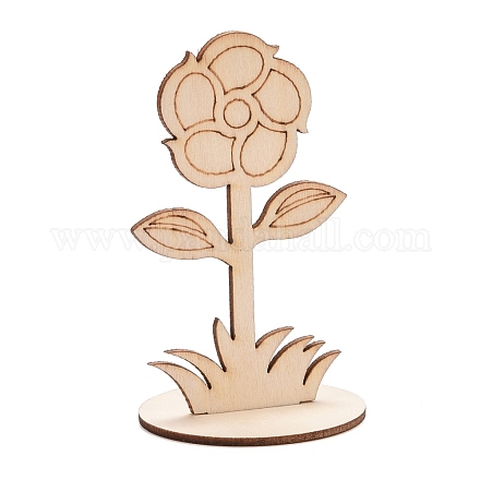 DIY Unfinished Wood Flowers Cutout WOOD-P017-03-1