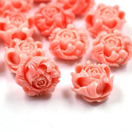 Dyed Synthetical Coral Peony Beads CORA-P001-03-1