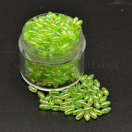 AB Color Plated Rice Electroplated Eco-Friendly Transparent Acrylic Beads PACR-I002-35-1