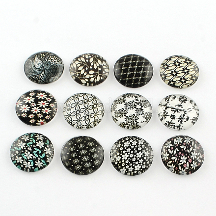 Half Round/Dome Floral Photo Glass Flatback Cabochons for DIY Projects GGLA-Q037-12mm-01-1