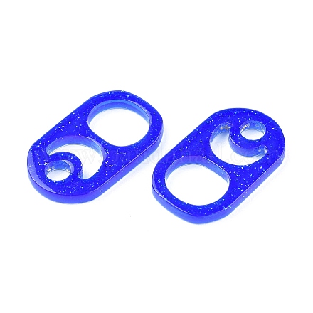 アクリルパーツ  中にスパンコール/スパンコール付き  プルタブ  ブルー  23.5x14.4x2.2mm  穴：3.5mm KY-L080-006C-1