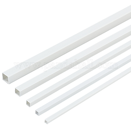 OLYCRAFT 30pcs ABS Plastic Square Bar Rods White Square Hollow Tubes Square Dowel Rods Styrene Rod for DIY Sand Table Architectural Model Making - 3/4/5/6/8mm AJEW-OC0003-08A-1