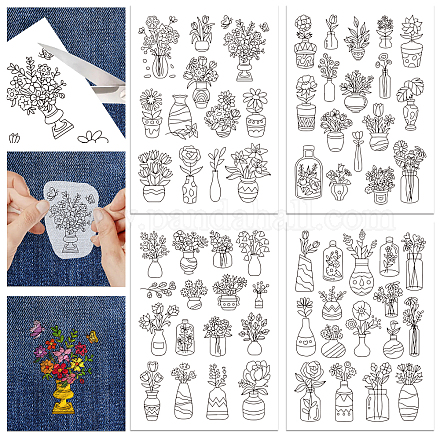 4 лист 11.6x8.2-дюймовых рисунков вышивки палочками и стежками DIY-WH0455-017-1