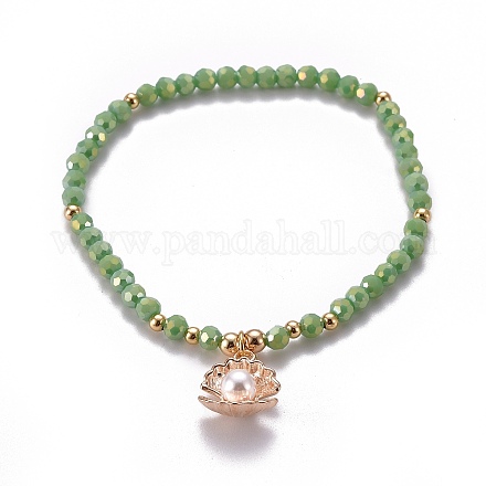 Verre à facettes perles bracelets extensibles BJEW-JB05487-03-1