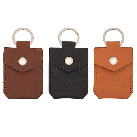 CHGCRAFT 3Pcs 3 Colors Access Card Holder Leather Keychain KEYC-CA0001-53-1