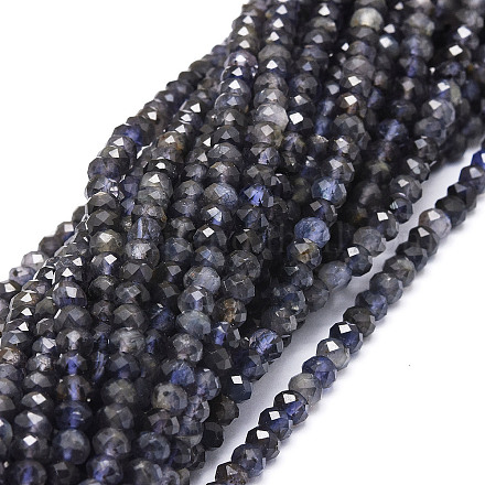 Perles naturelles Iolite brins G-E569-H13-6mm-1