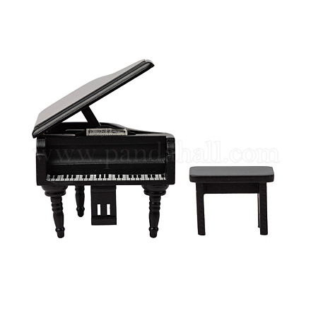 1:12 ミニチュアドールハウス家具シミュレーションモデル  三角ピアノスタンド飾り  ブラック  85x80x68mm PW-WG20556-02-1