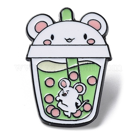 Cartoon Animal Boba Tea Cup Enamel Pin JEWB-E025-01EB-02-1