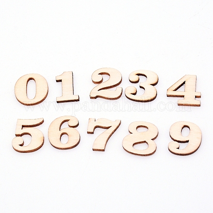 Chinese Cherry Wood Number 0~9 DIY-WH0204-32-1