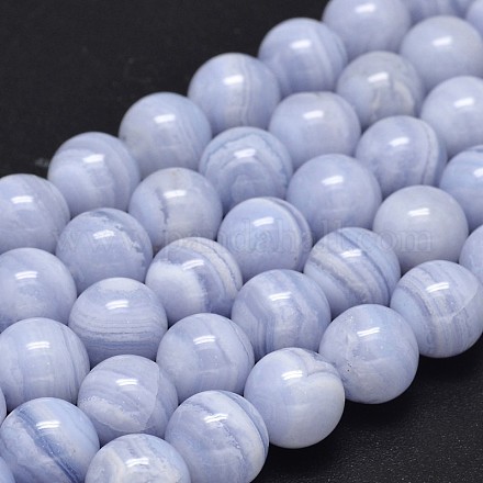 Round Natural Blue Lace Agate Bead Strands G-F289-27-12mm-1