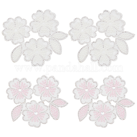 AHADEMAKER 8Pcs 2 Colors ABS Imitation Pearl Iron on Sakura Patches DIY-GA0003-37-1