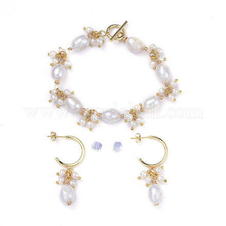 Set di gioielli con bracciale e orecchini pendenti SJEW-JS01096-1