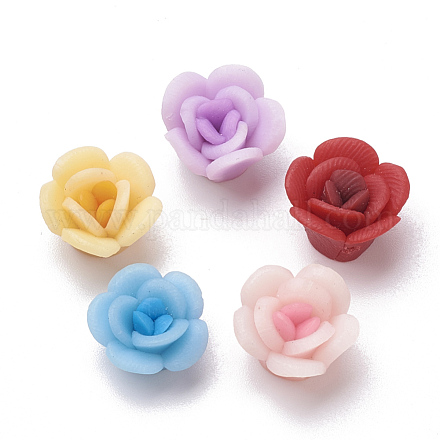 Handmade Polymer Clay Flower Beads CLAY-S089-07-1