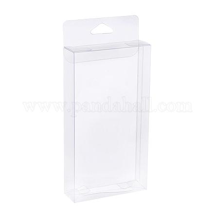 折り畳み式透明PVCボックス  クラフトキャンディー包装用  結婚式  パーティーギフトボックス  長方形  透明  8x2.5x15cm  展開：23.2x10.5x0.1cm CON-BC0005-76A-1