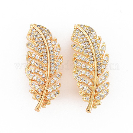 Brass Micro Pave Clear Cubic Zirconia Twister Clasps KK-S354-319-NF-1