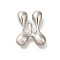 Rack Plating Brass Beads, Balloon Letter, for Personalized Name Necklaces Making, Long-Lasting Plated, Lead Free & Cadmium Free, Platinum, Letter W, 24x20x7mm, Hole: 2mm