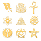 OLYCRAFT 9pcs 1.6x1.6 inch Golden Metal Stickers Energy Symbols Stickers Self Adhesive Religious Symbol Stickers Religious Eyes Golden Epoxy Stickers for DIY Scrapbooks Epoxy Resin Decoration
