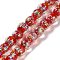 Handmade Dichroic Foil Glass Beads Strands, Round, Crimson, 7.5~8mm, Hole: 1.3mm, about 50pcs/strand, 13.58''(34.5cm)