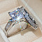2Pcs 2 Styles Brass Micro Pave Clear Cubic Zirconia Finger Rings for Women, Platinum, US Size 8(18.1mm)