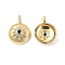 Brass Micro Pave Clear Cubic Zirconia Pendants, with Glass, Flat Round with Sun Charm, Real 18K Gold Plated, 21.5x16.5x5mm, Hole: 2.3x3.6mm