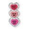 Valentine's Day Printed Opaque Acrylic Pendants, Triple Heart with Word Miss you & Hug Me & Kiss Me, with Paillette, Mixed Color, 52.5x22.5x2.5mm, Hole: 1.6mm