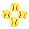 Printing Wood Pendants, Ball Series Charms, Baseball, 39~40x5mm, Hole: 1.8mm