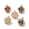 Stainless Steel Braided Pacrame Pouch Gemstone Pendants, Round Charms, Golden, 20x15x15mm, Hole: 5x2.5mm
