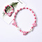 Plastic & Wood Beaded Necklaces & Beaded Bracelets Sets, Kid Jewelry Sets, Fox, 450mm & 140mm