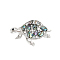 Turtle Abalone Shell/Paua Shell Brooch Pins, Alloy Rhinestone Lapel Pins, Platinum, 29x48mm