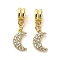 Rack Plating Brass Micro Pave Cubic Zirconia Charms, Long-Lasting Plated, Lead Free & Cadmium Free, Moon, Real 18K Gold Plated, 22.5mm, Hole: 3.5mm