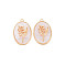 Brass Birth Floral Pendants, Oval with Flower Mother of Pearl White Shell Charms, Nickel Free, Real 18K Gold Plated, May Lily of the Valley, 27x18x4mm, Hole: 1.8mm