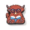 Silicone Beads, Focal Beads, Highland Cattle Reading Book, Saddle Brown, 30x28x8mm, Hole: 3mm
